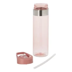 Xenos Drinkflessen-Drinkfles met rietje - roze - 500 ml