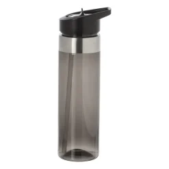 Xenos Drinkflessen-Drinkfles met rietje - zwart - 500 ml