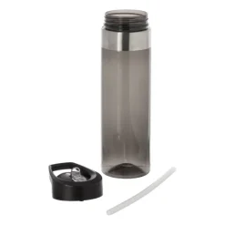 Xenos Drinkflessen-Drinkfles met rietje - zwart - 500 ml