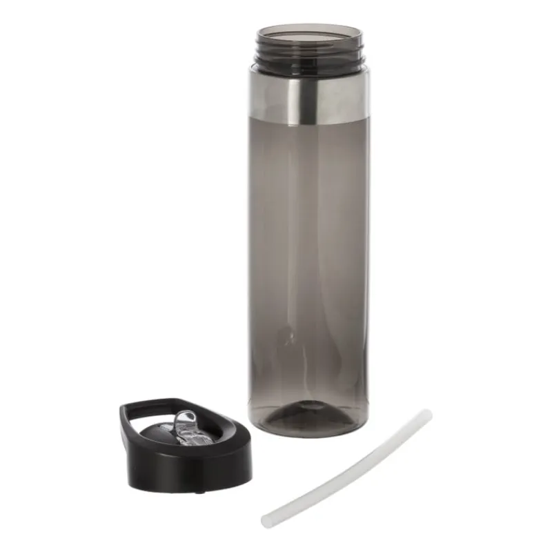 Xenos Drinkflessen-Drinkfles met rietje - zwart - 500 ml