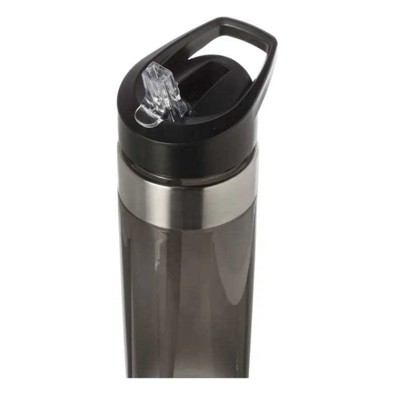 Xenos Drinkflessen-Drinkfles met rietje - zwart - 500 ml