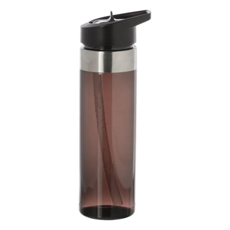 Xenos Drinkflessen-Drinkfles met rietje - zwart - 500 ml