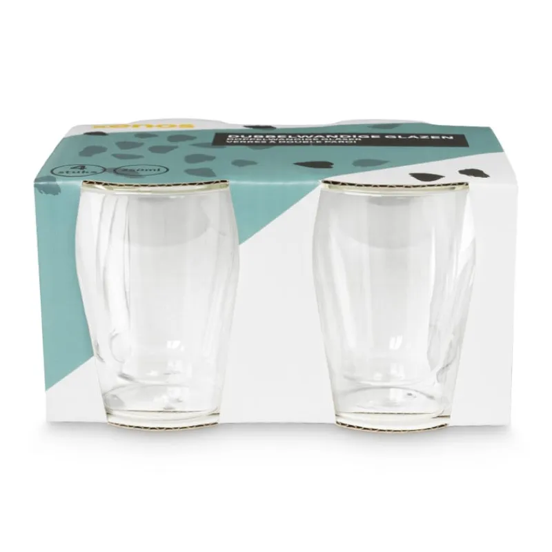 Xenos Glazensets|Koffieglazen-Dubbelwandige glazen - 250 ml - set van 4