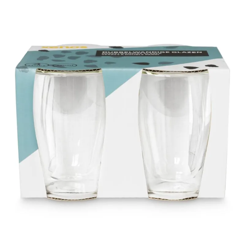 Xenos Glazensets-Dubbelwandige glazen - 350 ml - set van 4