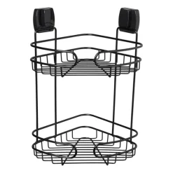Xenos Doucherekjes-Easy lock doucherekje hoek - zwart - 21.5x21.5x34 cm
