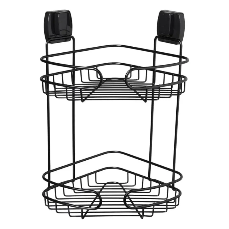 Xenos Doucherekjes-Easy lock doucherekje hoek - zwart - 21.5x21.5x34 cm