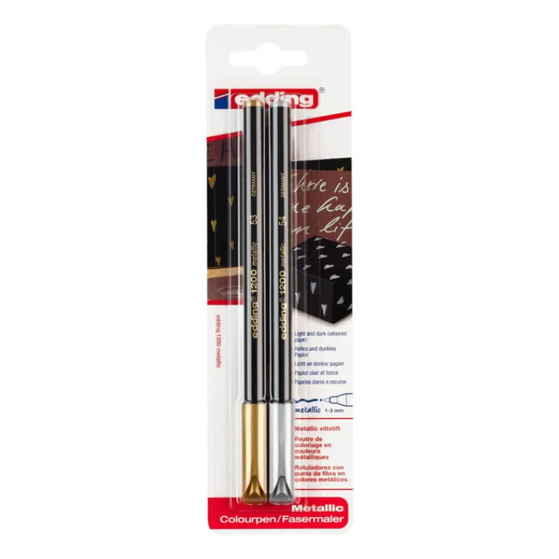Edding Stiften|Kerst Knutselen-1200 metallic viltstiften - set van 2