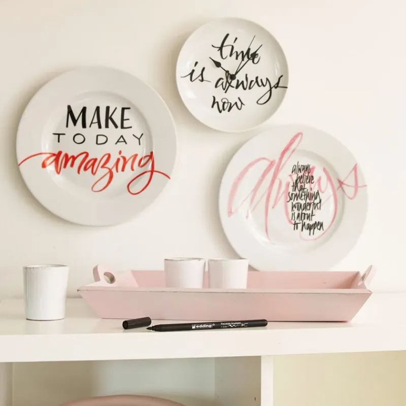 Edding Stiften-porseleinstiften - set van 4 - zwart/rood/paars/roze