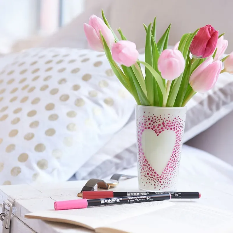 Edding Stiften-porseleinstiften - set van 4 - zwart/rood/paars/roze