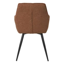 Xenos Eetkamerstoelen-Eetkamerstoel bouclé met armleuning - bruin - 87x56.5x43 cm