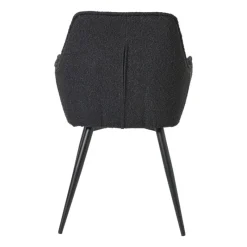 Xenos Eetkamerstoelen-Eetkamerstoel bouclé met armleuning - zwart - 87x56.5x43 cm