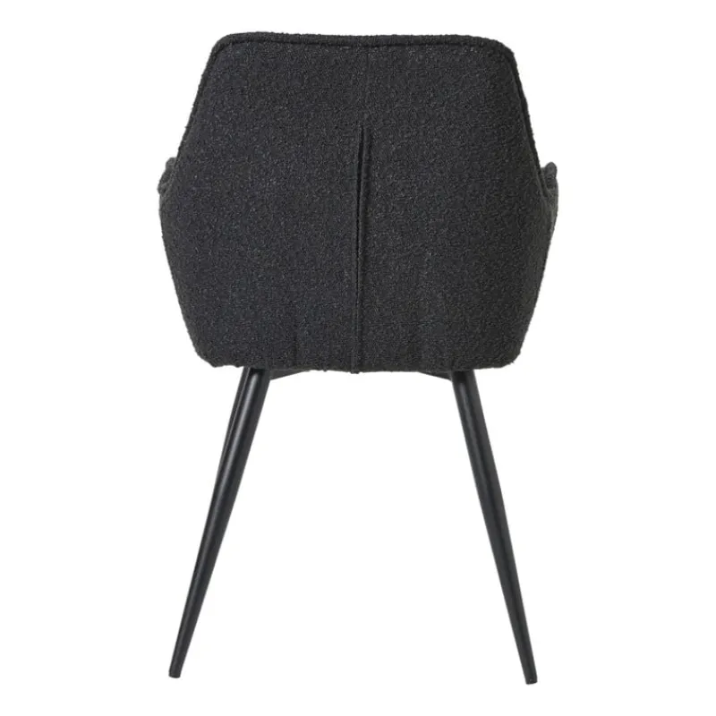 Xenos Eetkamerstoelen-Eetkamerstoel bouclé met armleuning - zwart - 87x56.5x43 cm