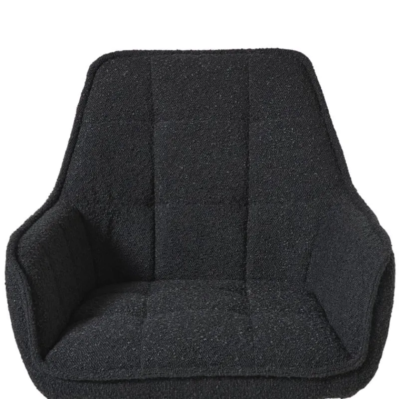 Xenos Eetkamerstoelen-Eetkamerstoel bouclé met armleuning - zwart - 87x56.5x43 cm