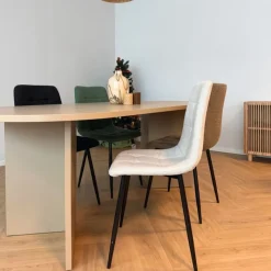 Xenos Eetkamerstoelen-Eetkamerstoel chenille - groen - 90x53.5x44.5 cm