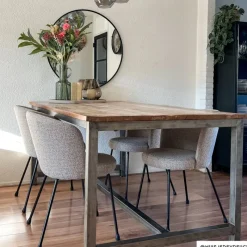 Xenos Eetkamerstoelen-Eetkamerstoel Irene - bruin/zwart - 77x56.5x51 cm