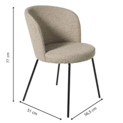 Xenos Eetkamerstoelen-Eetkamerstoel Irene - bruin/zwart - 77x56.5x51 cm