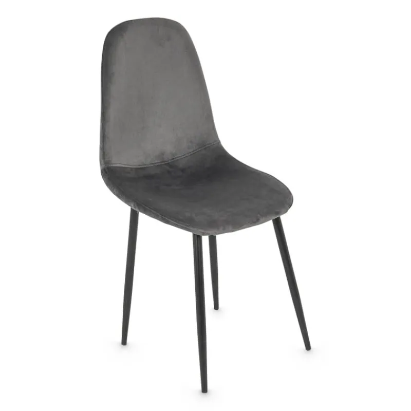 Xenos Eetkamerstoelen-Eetkamerstoel Ivy - velvet grijs - 88x44x53 cm