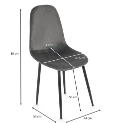 Xenos Eetkamerstoelen-Eetkamerstoel Ivy - velvet grijs - 88x44x53 cm