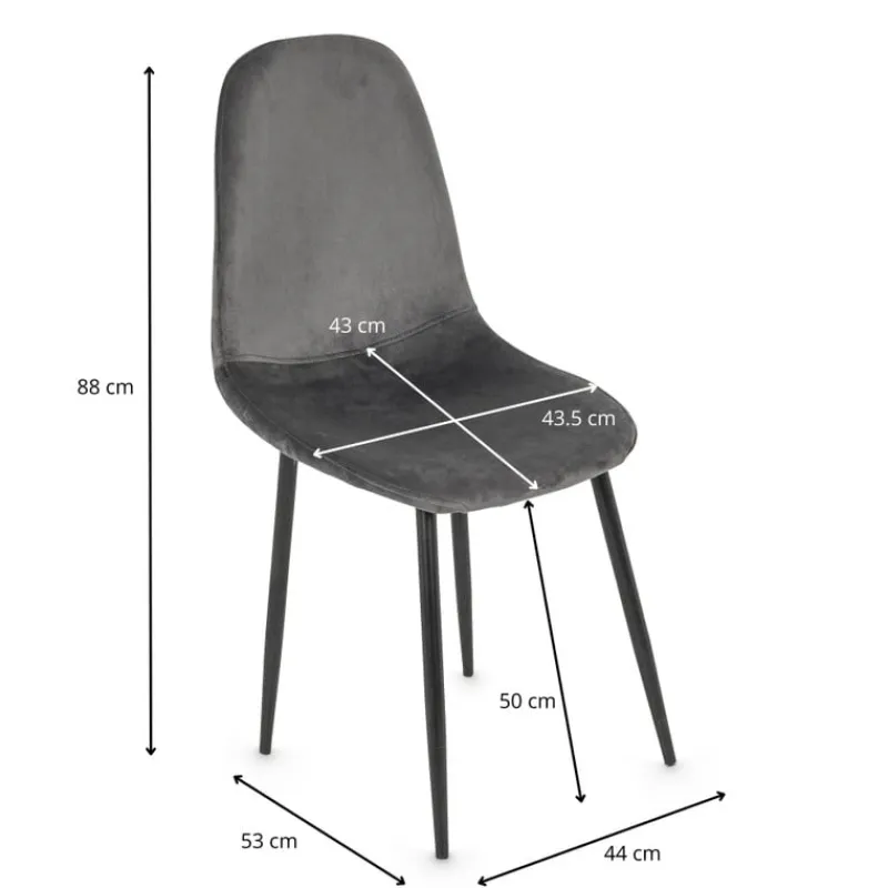 Xenos Eetkamerstoelen-Eetkamerstoel Ivy - velvet grijs - 88x44x53 cm