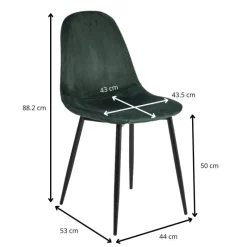 Xenos Eetkamerstoelen-Eetkamerstoel Ivy - velvet groen - 88x44x53 cm