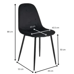Xenos Eetkamerstoelen-Eetkamerstoel Ivy - velvet zwart - 88x44x53 cm