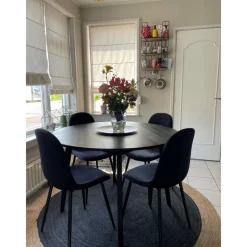 Xenos Eetkamerstoelen-Eetkamerstoel Ivy - velvet zwart - 88x44x53 cm