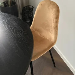 Xenos Eetkamerstoelen-Eetkamerstoel Ivy velvet - bruin - 88x38x38 cm