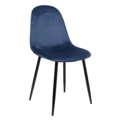 Xenos Eetkamerstoelen-Eetkamerstoel Ivy velvet - donkerblauw - 88x44x53 cm