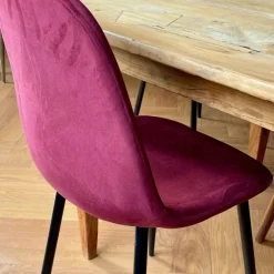 Xenos Eetkamerstoelen-Eetkamerstoel Ivy velvet - rood - 88x44x53 cm