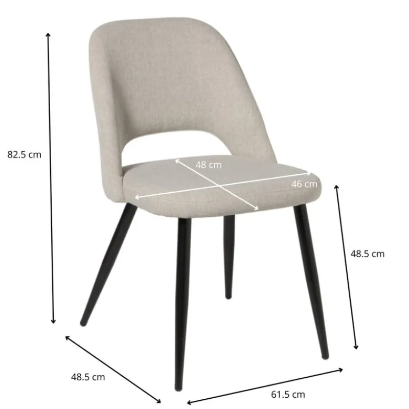 Xenos Eetkamerstoelen-Eetkamerstoel Leonardo - beige - 82.5x61.5x48.5 cm