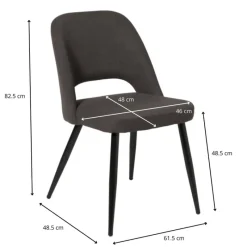 Xenos Eetkamerstoelen-Eetkamerstoel Leonardo - grijs - 82.5x61.5x48.5 cm