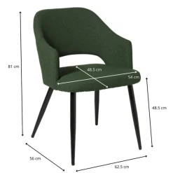 Xenos Eetkamerstoelen-Eetkamerstoel Leonardo met armleuning - groen - 81x62.5x56 cm