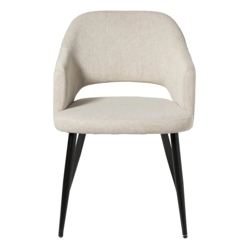 Xenos Eetkamerstoelen-Eetkamerstoel Leonardo met armleuning - beige - 81x62.5x56 cm