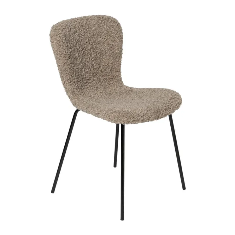 Xenos Eetkamerstoelen-Eetkamerstoel Liz - beige - teddy - 83.5x55x45.4 cm