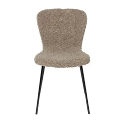 Xenos Eetkamerstoelen-Eetkamerstoel Liz - beige - teddy - 83.5x55x45.4 cm