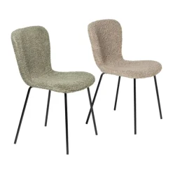 Xenos Eetkamerstoelen-Eetkamerstoel Liz - beige - teddy - 83.5x55x45.4 cm