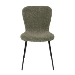 Xenos Eetkamerstoelen-Eetkamerstoel Liz - groen - teddy - 83.5x55x45.4 cm
