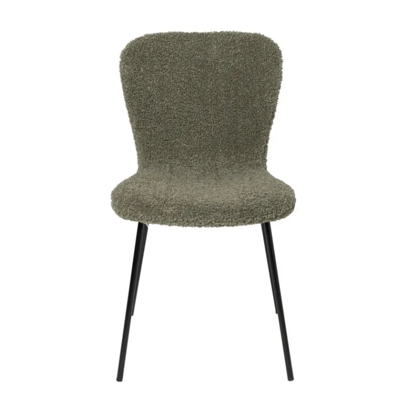 Xenos Eetkamerstoelen-Eetkamerstoel Liz - groen - teddy - 83.5x55x45.4 cm