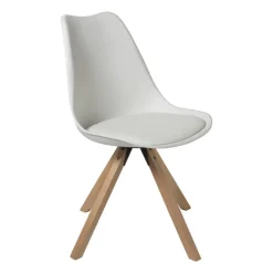 Xenos Eetkamerstoelen-Eetkamerstoel Olympic - wit/naturel - 82x58x48 cm