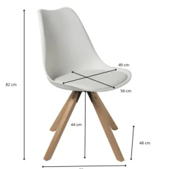Xenos Eetkamerstoelen-Eetkamerstoel Olympic - wit/naturel - 82x58x48 cm
