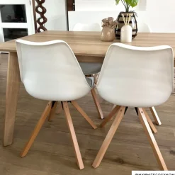 Xenos Eetkamerstoelen-Eetkamerstoel Olympic - wit/naturel - 82x58x48 cm