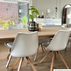 Xenos Eetkamerstoelen-Eetkamerstoel Olympic - wit/naturel - 82x58x48 cm