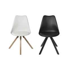 Xenos Eetkamerstoelen-Eetkamerstoel Olympic - wit/naturel - 82x58x48 cm