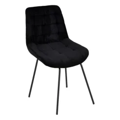 Xenos Eetkamerstoelen-Eetkamerstoel ribstof - zwart - 84x52x52cm