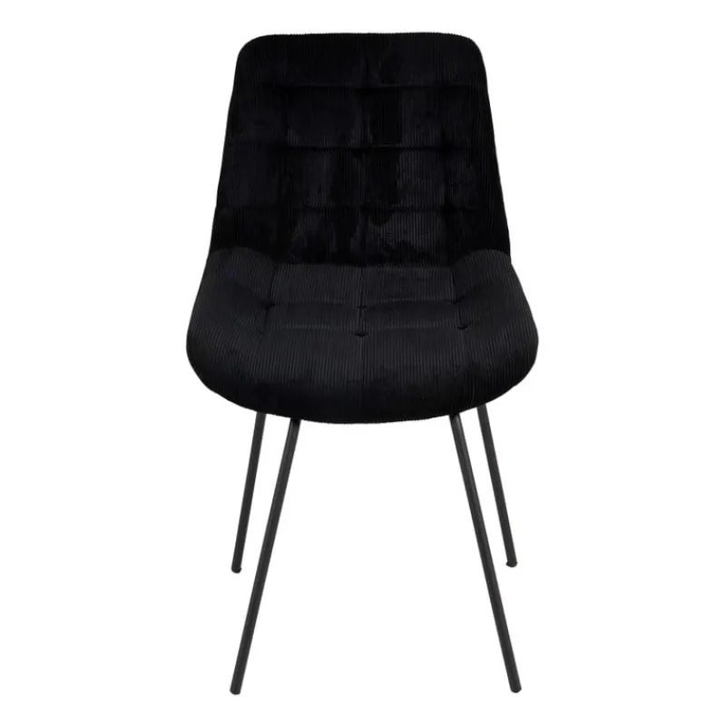 Xenos Eetkamerstoelen-Eetkamerstoel ribstof - zwart - 84x52x52cm