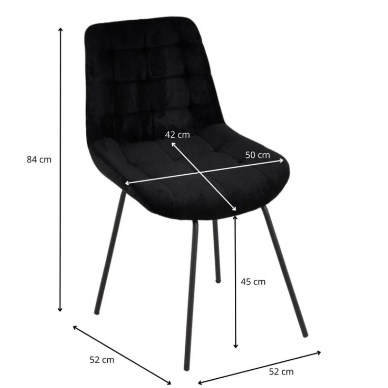 Xenos Eetkamerstoelen-Eetkamerstoel ribstof - zwart - 84x52x52cm