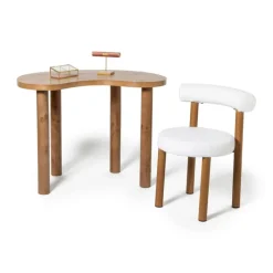 Xenos Eetkamerstoelen-Eetkamerstoel Ruby - teddy beige/bruin - 73x56.5x53 cm