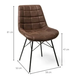 Xenos Eetkamerstoelen-Eetkamerstoel suedine - bruin - 81x52x57 cm