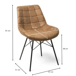 Xenos Eetkamerstoelen-Eetkamerstoel Suedine - cognac - 81x52x57 cm