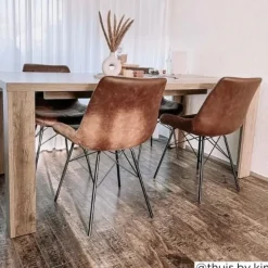 Xenos Eetkamerstoelen-Eetkamerstoel Suedine - cognac - 81x52x57 cm